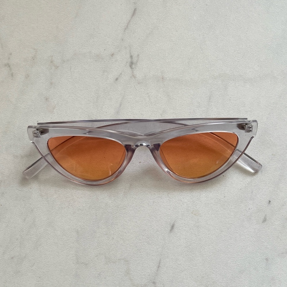 Stylish Clear Gray Frame Sunglasses with Orange Lenses